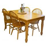 Blonde Oak Dining Table & Chairs - Lazy Susan +