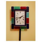 Colorblock Glass Electric  Wall Clock
