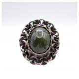12.9g Sterling Silver Nephrite Ring