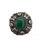 Antique Sterling Silver Green Cabachon Brooch