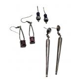 3 Pairs Sterling Silver Earrings