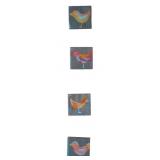 Hand Painted Wood Block Bird Mini Paintings