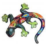 Hand Painted Terra Cotta Lizard Wall Figure