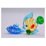 Hand Blown Art Glass Tropical Fish & Sea Shell