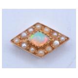 1.4g 14k Gold Opal & Seed Pearl Slide Charm