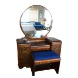 Antique Art Deco Waterfall Vanity & Stool