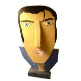 Signed Elvis Wood Characature Statue