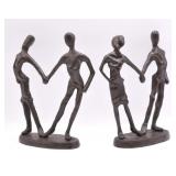 Cast Metal Figural Dancing People Statues