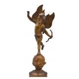 Cupid on a Celestial Globe Brass Statue