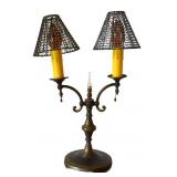 Antique Gothic Double Light Candelobra Lamp