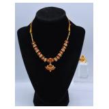 South Indian Kemp Temple Jewelry Necklace & Ring