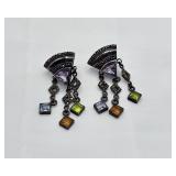 Sterling Silver Multi-Stone Earrings