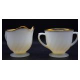 Fire King Milk Glass Swirl Creamer & Sugar