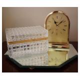 Crystal Jewelry Box, Clock & Mirror