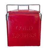Vintage Style Red Metal Drink Cooler