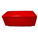 Red Faux Leather Storage Bench