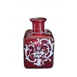 Hand Painted Czech Bohemian Red Glass Bottle