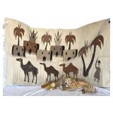 Natural Wool Woven Tapestry, Cigar Horn & Cheetah