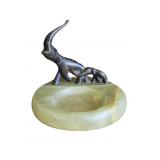 Stone & Bronzed Elephant Figure Ashtray **