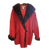 Vintage Colette Red Quilted & Real Fur Coat