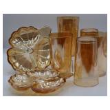 MCM Marigold Glass Tumblers & Flower Plates