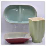 Redwing Pottery Group- Vase, Planter, Divided Dish