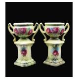 Czech Porcelain Floral Trophy Vases