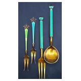 Norway Sterling Silver Enamel Forks & Spoon