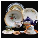 Colorful Porcelain & Marigold Glass Bowl