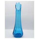 12.5" LE Smith Teal Blue 8 Panel Swung Vase