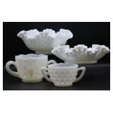 Milk Glass Ruffle Bowls & Sugar Bowl Spooners