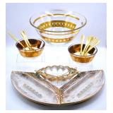 Mid-Century Haeger Ashtrays, Gold Plated Forks +
