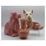 Pink Ceramic Dog Planters & Vase