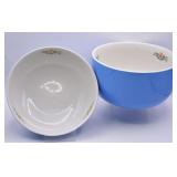 Hall China Cadet Blue Rose Parade Mixing Bowls