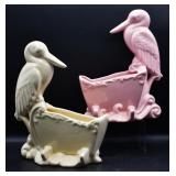 Mid-Century Haeger Pottery Stork & Cradle Planters