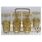 MCM Gold Mesh Glass Tumblers in Carrier