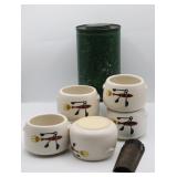MCM Soup Bowls, Metal Tin & Match Holder