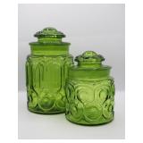 Green Glass Moon & Stars Canisters