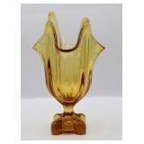 Viking Amber Glass Handkerchief Vase