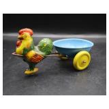 Vintage Tin Toy Rooster & Cart