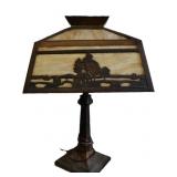 Antique Slag Glass Shade Lamp - Broken