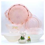 Frosted & Pink Glass Bowls & Platters +