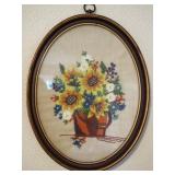 Framed Vintage Floral Still Life Cross Stitch