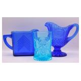 Hazel Atlas Chevron Blue Glass Pitcher* & More