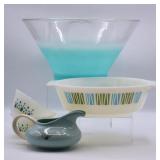 Blendo Glass Bowl, JAJ Pyrex Matchmaker Casserole+