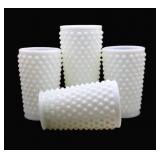 Opalescent Hobnail Glass Tumblers (4)