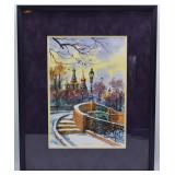 Original Watercolor Russian Cityscape Painting