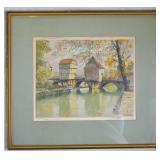 Antique Hand-Colored Etching Print Signed