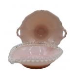 Pink Milk Glass Trinket Dishes