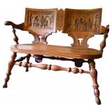 1920s George Arndt Quartersawn Oak Monk Hall Bench